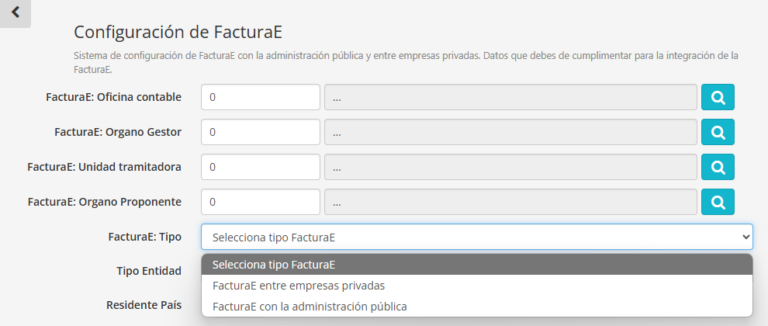 Configuración facturaE