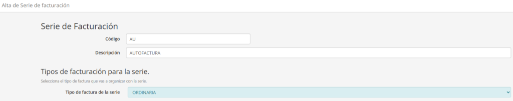 Serie autofactura