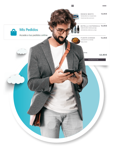 Usuario de área privada de ecoSoft revisando sus pedidos